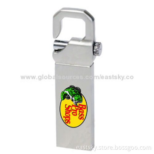 Hook Flash Drive, Waterproof/Dust-proof Stainless Metal, Free for 1 to 2 Colored Logo Imprint